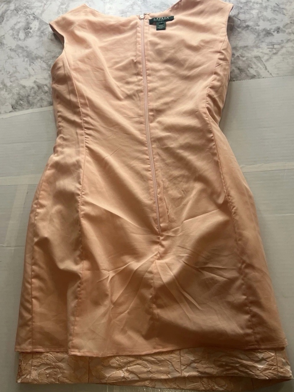 Lauren Ralph Lauren Pink Jacquard Sheath Dress Size 4 Elegant Cocktail Career - Picture 12 of 14